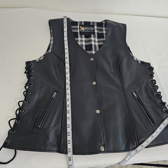 Xelement Unisex Black Leather Motorcycle Vest 4XL Conceal Carry Flannel Lined - Picture 9 of 16